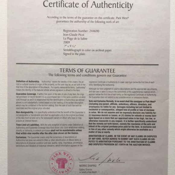 Art by Jean-Claude Picot: La Plage de la Saline - Picture 2 of 3